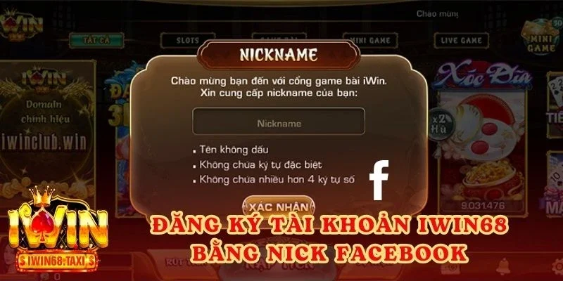 Đăng ký tài khoản IWIN68 bằng nick Facebook