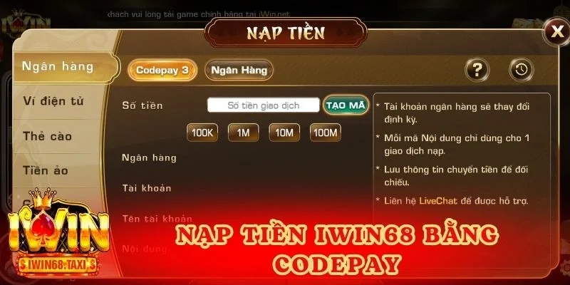 Nạp tiền qua hình thức codepay